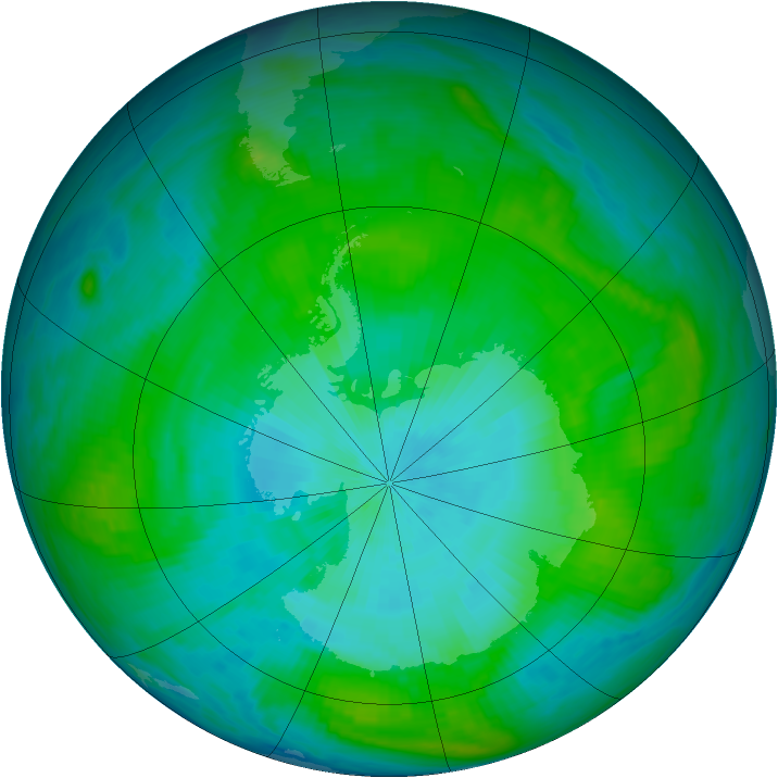 Antarctic ozone map for 14 February 1981